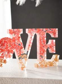 1 pieza Decoración de letra LOVE creativa, artesanía decorativa de diseño moderno hecha de material de resina, adecuada para el hogar, boda, fiesta, decoración del Día de San Valentín