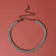 1入量身定制全鑲鑽頭骷髏頭吊墜項鍊,適合假期和日常佩戴,適用於女士 - 銀色 - 查看 16