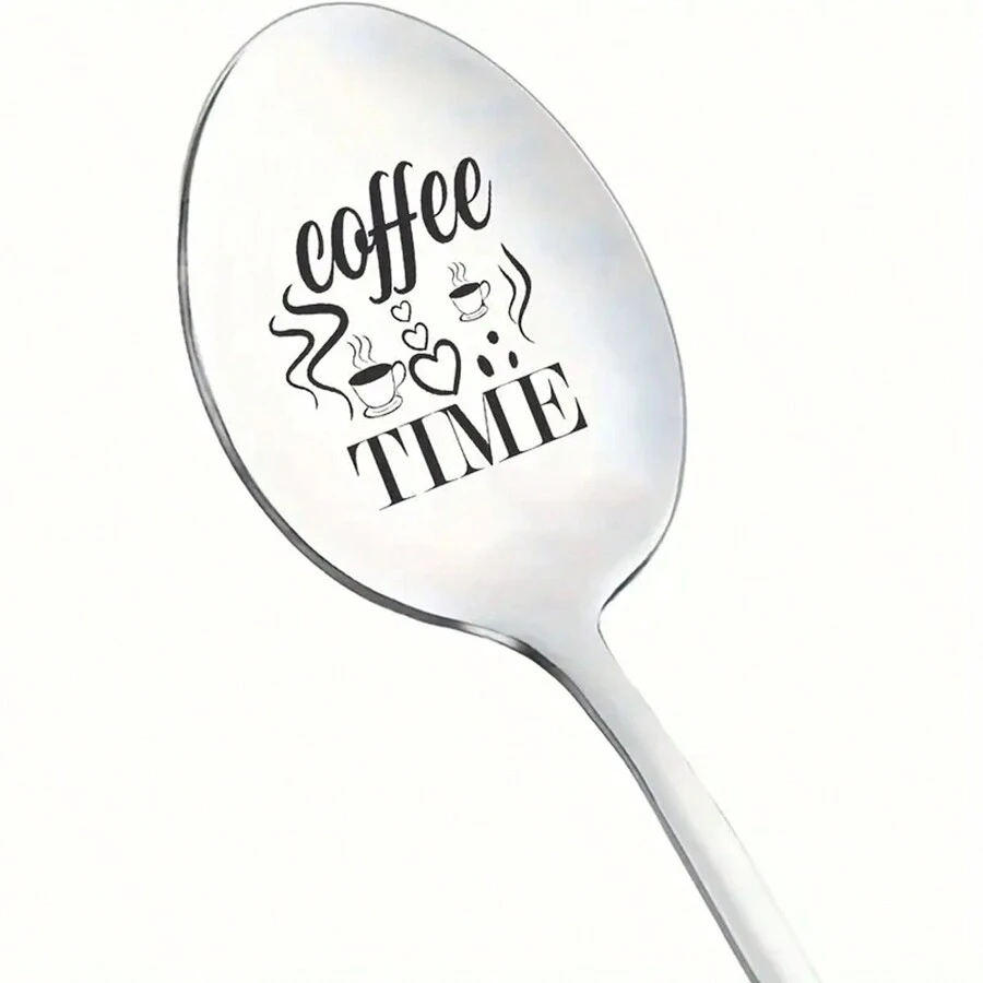 不锈钢雕花勺，礼品勺，糖勺，咖啡勺，冰淇淋勺，甜品勺，适用于家庭，咖啡店，派对，办公室，生日礼物，圣诞礼物，派对用品 - 銀色 - 查看 1