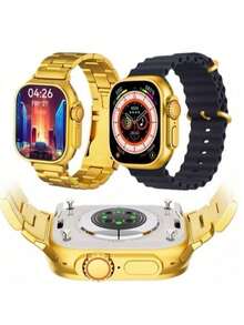 Smart Watch Ultra 24k Gold Smartwatch Unisexx Original Wireless Bluetooth Call Sport Series - 金的 - 查看 6