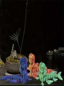 1 pieza Figura decorativa de sirena elegante, decora tu mundo de fantasía, articulaciones móviles flexibles para poses únicas, degradado de color, adecuada para Navidad, Día de San Valentín y Acción de Gracias, decoración interior ideal - artículo de regalo versátil - Multicolor - Ver 7