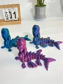 1 pieza Figura decorativa de sirena elegante, decora tu mundo de fantasía, articulaciones móviles flexibles para poses únicas, degradado de color, adecuada para Navidad, Día de San Valentín y Acción de Gracias, decoración interior ideal - artículo de regalo versátil - Multicolor - Ver 5