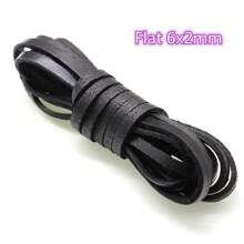 2Meters /Lot Black Color Real Genuine Leather Cord 2 3 4 5 6 8 Mm Round Flat Leather Rope String Fit Necklace Bracelet DIY Jewelry Making - Star - View 13