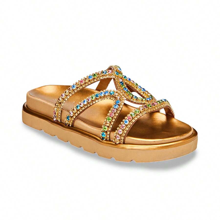 Women's Papete Sandal With Bronze Stones And Colorful Shine Summer 2025 - 查看 1