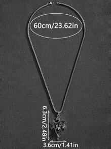 1 chiếc vòng cổ mặt dây chuyền thủy tinh pha lê hình rồng 3D độc đáo thời trang cổ điển, phong cách đường phố hip-hop dành cho cả nam và nữ - Màu Bạc Cổ - Xem 8