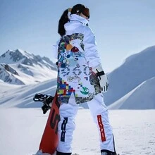 中性滑雪服套裝長褲，白色運動冬季滑雪服 - 白色 - 查看 11