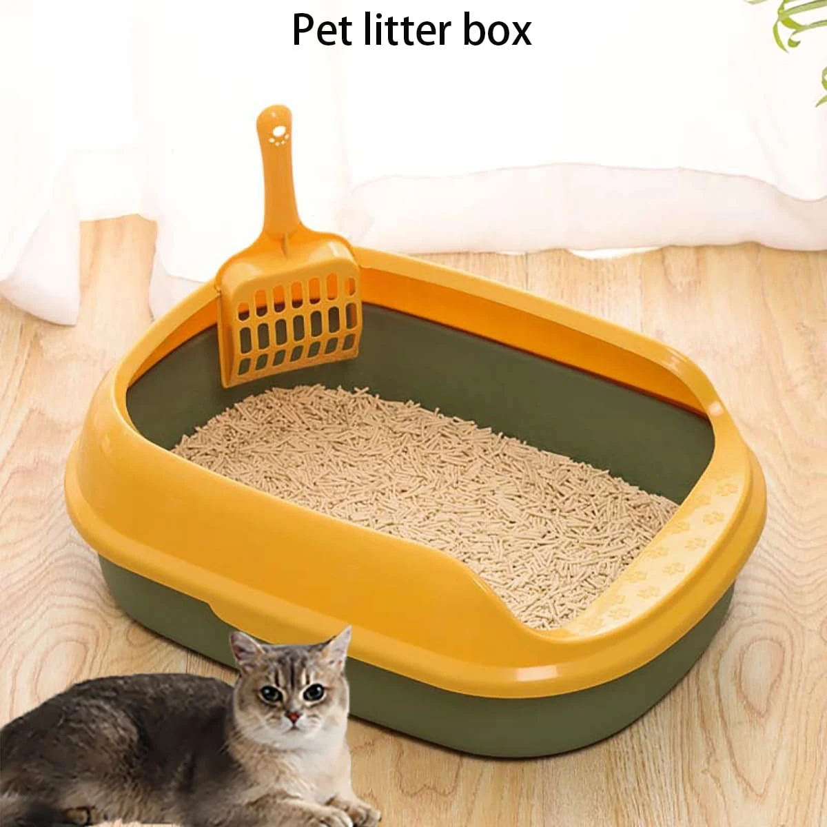1pc Plastic Pet Cat Litter Box, Small Enclosed Cat Litter Tray, Pet