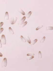 24 款金色法式椭圆形推入式假指甲，金色指尖和棕色渐变色展现个人优雅，简约风格，Y2K 小公主极简性感风格，适合女性和女孩日常使用，也是送给女性和女孩的精致礼物，配有小摩擦条和一块果冻胶 - 彩色 - 查看 4