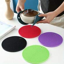 4pcs Round Heat-Resistant Silicone Placemats, Coasters, Pot Holders, Non-Slip Table Mats For Kitchen, Dining Room, Bar, Hotel - 13.5cm - View 10