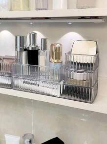 6pcs Wavy Transparent Cosmetics Storage Box Set, Desktop Storage Box, Stackable Storage Box, Bedroom Decoration, Holiday Decoration, Room Decoration, Home Decoration Storage Box - Multicolor - View 8