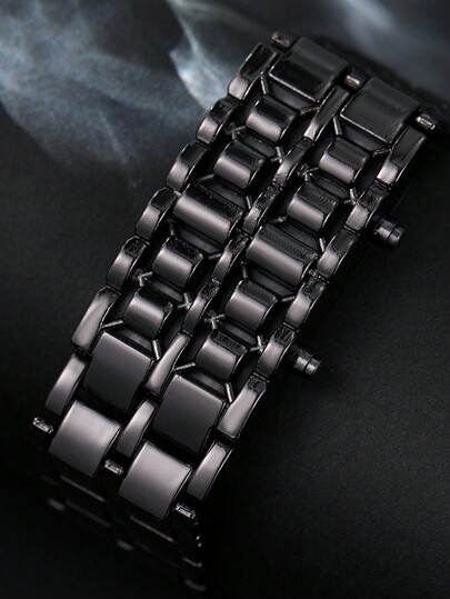 1pc Stylish New Business LED Digital Horloge Stainless Steel ation view 4