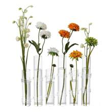 6 Tubes/8 Tubes Creative Foldable Vase Set With Hinge Design Including Hook And Brush,DIY Glass Test Tube Plant Terrarium Flower Pots Desktop Plant Terrarium For Hydroponic Plants Home Garden Wedding Decoration Gifts Birthday Graduation