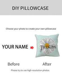 1個個性化定制枕套，婚禮情侶紀念禮物，家居裝飾，情人節、聖誕節、感恩節、新年圖案，寶寶/情侶/家庭照片，單面印刷，不帶內芯。 - 彩色 - 查看 4