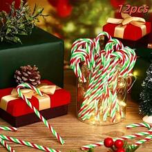 10 Peças/Pacote Bengala de Doce de Natal, Presentes de Natal DIY e Bengala de Doce Decoração de Natal, Adequado para Quarto, Janela, Escada, Batente de Porta, Lareira e Decorações de Festa de Natal - Multicolorido - Visão 1