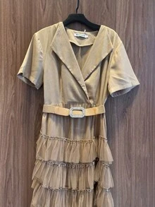 Popular Fashion Mesh Splicing Dress And Suit Skirt/GA301 - 卡其色 - 查看 2