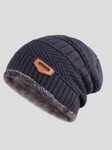 1pc Men's Beanie Hat, Thick Ear Protection Knitted Cap, Suitable For Outdoor Cycling In Autumn And Winter, Ideal Gift Choice, Fit For Slim People