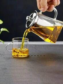 1个高硼硅玻璃茶壶，带不锈钢滤网，方形花纹公平贸易玻璃茶壶 - 無色 - 查看 11