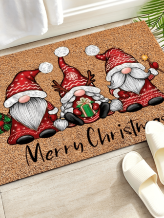 1 Pc Santa Claus Welcome Door Mat, Washable Low Velvet Indoor And Outdoor Entrance Mat, Anti Slip Rubber Bottom Absorbent Bathroom Mat, RV Mat, Farmhouse Kitchen Carpet, Suitable For Bathroom And Kitchen, Etc Home Decor Christmas Decorations Room Decor Christmas