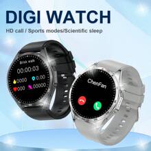 1 件硅胶表带男士多功能电子手表，1.5 英寸 IPS 触摸屏，运动模式，照片控制，社交应用通知，适合休闲、运动和送礼