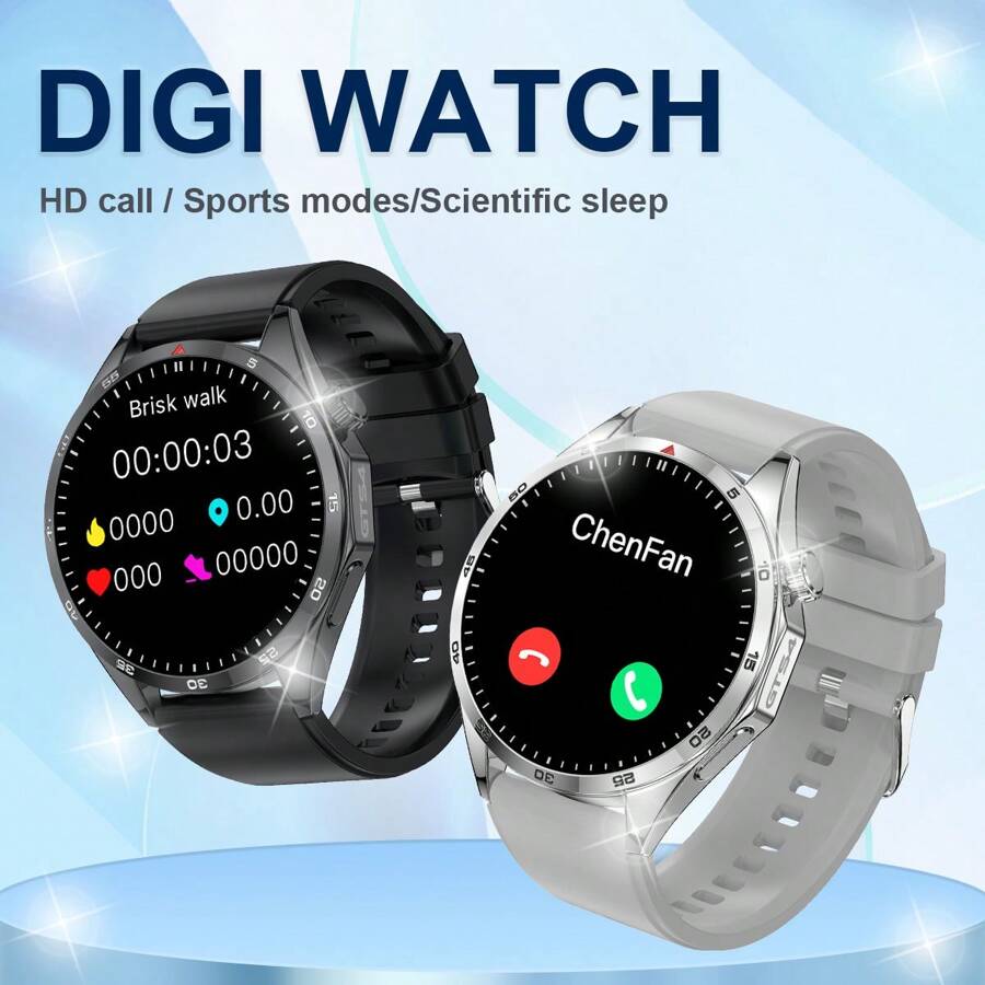 1 件硅胶表带男士多功能电子手表，1.5 英寸 IPS 触摸屏，运动模式，照片控制，社交应用通知，适合休闲、运动和送礼