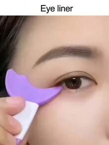 硅胶眼部化妆辅助工具 - 多功能睫毛膏保护器、眼影涂抹器、可重复使用的眼线垫模板，可快速轻松地进行眼部化妆 - 彩色 - 查看 4