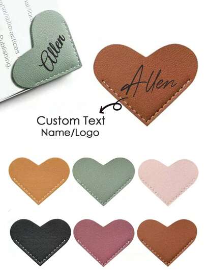 1 marcador de couro personalizado em formato de coração, acessórios para livros com texto/imagem personalizados, protetor de canto de livro personalizado, presente ideal para leitores e amantes de livros, presente de aniversário para amigos, familiares e casais, etiquetas, adesivos de logotipo personalizados, adesivos personalizados para logotipo de empresa, adesivos personalizados, presentes personalizados para mulheres/homens, presentes ideais para ele/ela, família e amigos