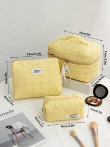 1 pieza/set Bolsa de maquillaje con acolchado en forma de nube con corazón rosa, bolsa de maquillaje de estilo casual y elegante, portátil y multifuncional, de gran capacidad y espacio de almacenamiento para bolso, lápices labiales, toallas sanitarias, almohadillas, monedas, llaves, audífonos con cable, cargadores, adaptadores, auriculares y otros accesorios, organizador de artículos de tocador, bolsa de almacenamiento de viaje, para mujeres, dulces, enfermeras, estudiantes, regalos.