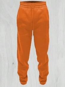 Men's Basic Drawstring Waist & Cuffed Casual Sweatpants For Outdoor Running, Spring And Fall - GÓI 3 CÁI - ĐỎ CAM CHUA - Xem 4