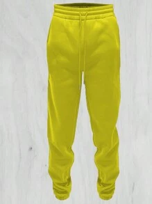 Men's Basic Drawstring Waist & Cuffed Casual Sweatpants For Outdoor Running, Spring And Fall - GÓI 3 CÁI - ĐỎ CAM CHUA - Xem 2