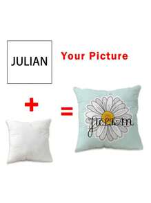 1個個性化定制枕套，婚禮情侶紀念禮物，家居裝飾，情人節、聖誕節、感恩節、新年圖案，寶寶/情侶/家庭照片，單面印刷，不帶內芯。 - 彩色 - 查看 3