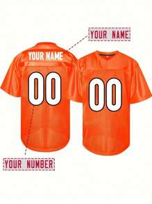 Customized Name And Number Boyfriend Style Men's Embroidered American Football Jersey Cincinnati Orange V-Neck Personalized Short Sleeved Shirt Party Game Training Competition Sports Top DIY S-XXL Stylish,Fashion,Hipster,Casual,Minimal Chic Personalized,Customized,Custom,Unique Guy Costumes,Capsule Wardrobe,Men Basic/Street Style Ideal Gifts For Him Boyfriend,Family,Friends For Birthdays,For Vacation/Holiday,For School/Competition,For Sports/Climbing - Orange - View 1