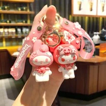 Sanrio Porte-clés figurine Kawaii Anime Fleurs de cerisier Sakura mignon pour fille. Accessoire pour Noël, voiture, sac à dos d'école, cadeau
