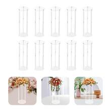 10 Pcs Wedding Acrylic Flower Vases Clear Flower Stand Set Elegant Wedding Centerpieces Table Top Decorations Column Flower Stand For Lawn Wedding Hotel Hall Event Party Decor