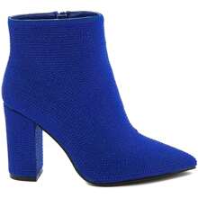 Electric Blue Rhinestone Ankle Boots With Block Heel – Bold Sparkle And Luxurious Finish - Blue - View 2