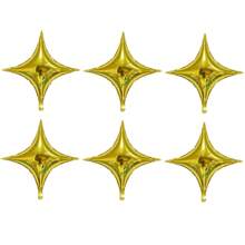 1/6/12 件 10/26 英寸星形气球，银色、金色、紫色、黑色、红色、蓝色、绿色、粉色四角星形氦气聚酯薄膜铝箔气球主题派对用品装饰生日派对、订婚婚礼、情人节、新娘送礼会、单身派对、节日、周年纪念 - 彩色 - 查看 16