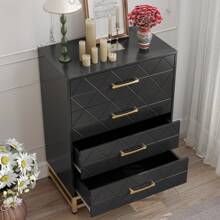 4 Drawers Dresser Chests For Bedroom, Tall Wood Rustic Chest Of Drawers With Wide Metal Handle, White Dresser Drawer Organizer For Bedroom,Living Room,Hallway And Entryway - 粉色 - 查看 4