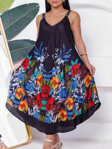 Printed Trapeze Dress - 黑色 - 查看 4