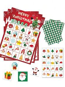 Juego de bingo navideño de 38 piezas, con 24 tarjetas de bingo para adultos, juego navideño para eventos, fiestas familiares, Navidad - Multicolor - Ver 3