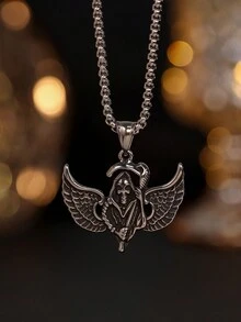 Holy Death Pendant Punk Fashion Vampire Silver Necklace Gothic Jewelry - Silver - View 7