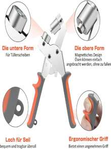 BriSunshine Ösen Zange Set mit 500 Stücke (Innendurchmesser 10 mm) Metall-Ösen, professionelle tragbare Ösenzange für Leder, Stoff, Plane, Vorhang, PVC