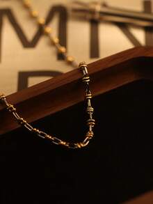 1 件 925 纯银镀 18K 金/铂金时尚奢华项链，简约高端优雅锁骨链，男女皆宜，适合日常、度假和街拍 - 金色 - 查看 5