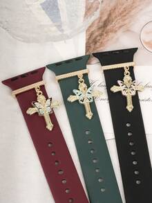 1 件全新卡通设计蝴蝶十字表带饰物装饰环，兼容 Apple 表带配件，兼容 Galaxy 表带系列饰物装饰 - 彩色 - 查看 2