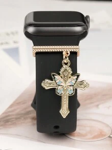 1 件全新卡通设计蝴蝶十字表带饰物装饰环，兼容 Apple 表带配件，兼容 Galaxy 表带系列饰物装饰 - 彩色 - 查看 5