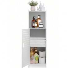 Three-Layer Waterproof Bathroom Cabinet, Floor-Standing Bathroom Storage Unit, Multifunctional Bathroom Furniture Cabinet With Doors, Suitable For Bathroom, Living Room, Corridor, Bedroom. - Black - View 1