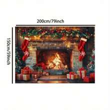 1 cái, Nền chụp ảnh lò sưởi Giáng sinh Polyester, Trang trí tiệc ngày lễ, Biểu ngữ ngoài trời, Không cần nguồn điện, Thích hợp cho ảnh chân dung, Lễ kỷ niệm sinh nhật, Giáng sinh - Nhiều màu - Xem 2