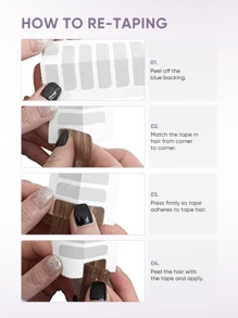 20pcs Tape-In Hair Extensions, Real Human Hair, 14-22 Inches, Invisible Double-Sided Tape-In Hair Extensions, Straight Hair, Suitable For Party, Halloween Costumes - S60 - View 10