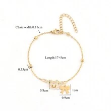 1 chiếc vòng tay bằng thép không gỉ mới, kiểu nơ, chữ cái, hạt vàng, thích hợp cho nữ, quà tặng ngày Valentine, ngày của Mẹ. - Phong cách 3 - Xem 2