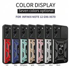 带支架的手机壳适用于 Infinix Note30pro、Infinix Note 12 G96、带滑动窗口和光滑装甲的防摔手机壳适用于 Infinix Zero 20 Tecno Spark GO 2023 - 黑色 - 查看 5