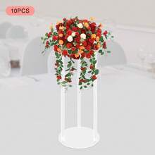 10 Pcs Wedding Acrylic Flower Vases Clear Flower Stand Set Elegant Wedding Centerpieces Table Top Decorations Column Flower Stand For Lawn Wedding Hotel Hall Event Party Decor