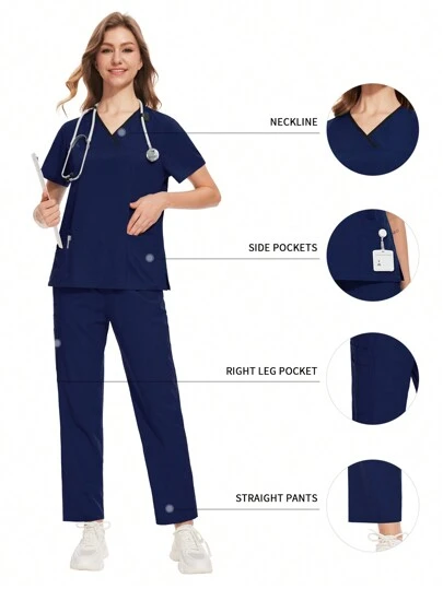 医院工作服套装 手术室工作服上衣+裤子 牙科手术护士服 美容SPA制服 春季